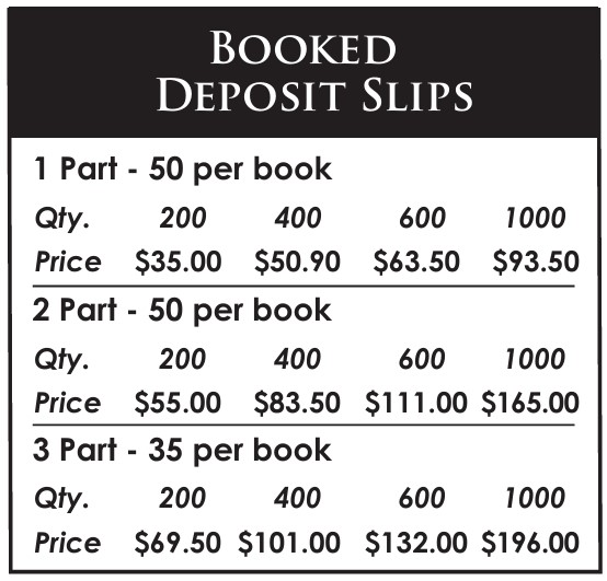 Cheap Booked Deposit Slips